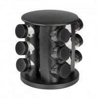 Органайзер для специй Spice Carousel 12 шт, стекло, черный