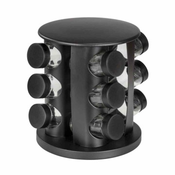 Органайзер для специй Spice Carousel 12 шт, стекло, черный Органайзер для специй Spice Carousel 12 шт, стекло, черный