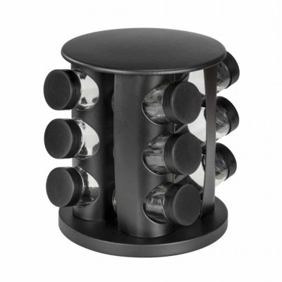 Органайзер для специй Spice Carousel 12 шт, стекло, черный