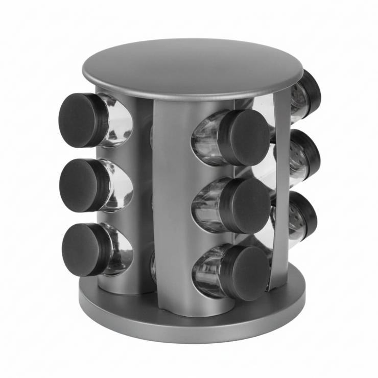 Органайзер для специй Spice Carousel 12 шт, стекло, серый Органайзер для специй Spice Carousel 12 шт, стекло, серый