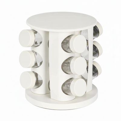 Органайзер для специй Spice Carousel 12 шт, стекло, молочный