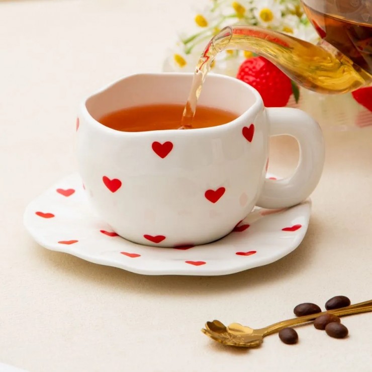Чашка с блюдцем, Hearts, 300ml Чашка с блюдцем, Hearts, 300ml