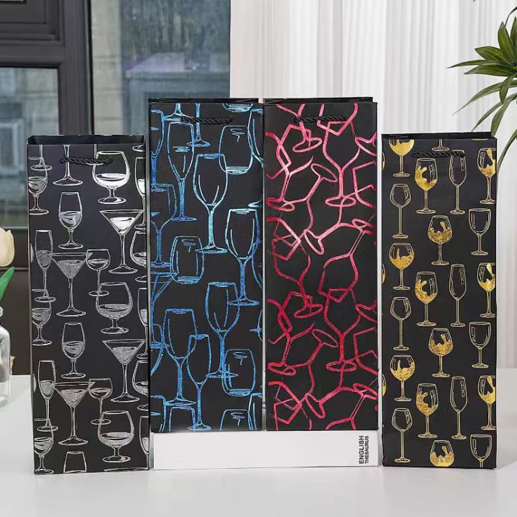 Пакет подарочный, для бутылок вина, 12x9x35cm
