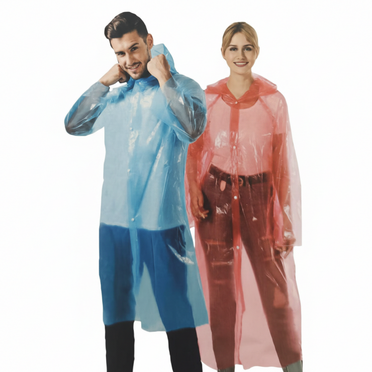 Pelerina de ploaie, transparent, vinil, 1,10m/m PEVA, universal