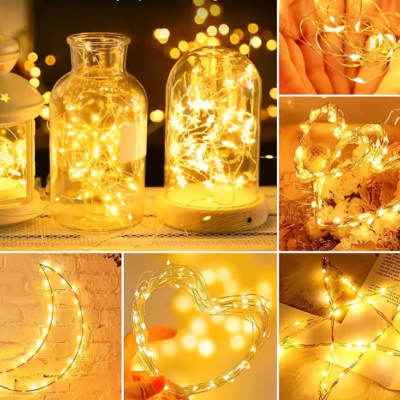 Гирлянда проволка лед 100 ламп, 10м, теплый свет, usb