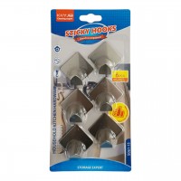 Крючок металлический, на липучке Kkyjia, 6 шт, 4,8x4,8 см, (S061-13)