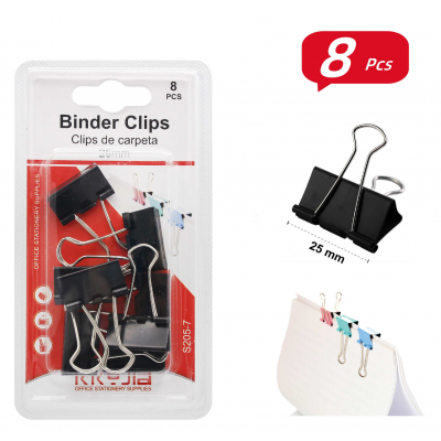 Зажим / Биндер для бумаги Kkyjia, черный, 25 мм, 8 шт, S205-7 Зажим / Биндер для бумаги Kkyjia, черный, 25 мм, 8 шт, S205-7