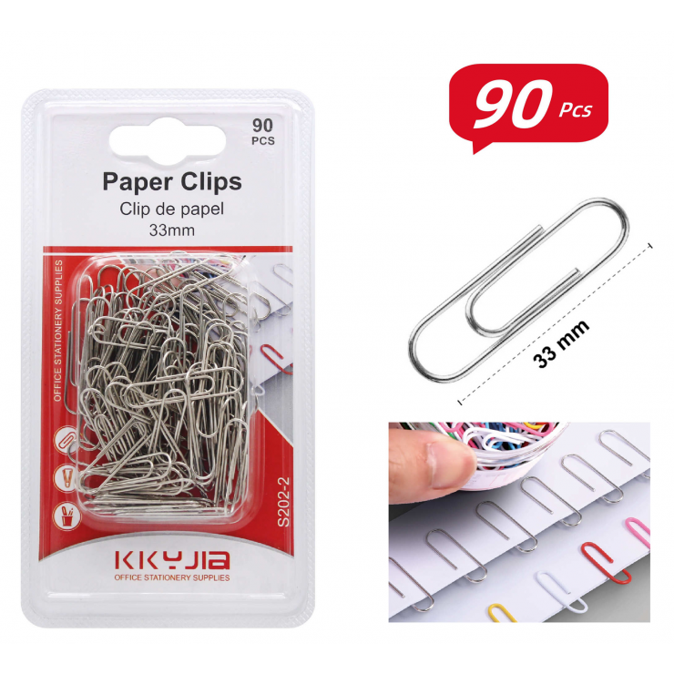 Скрепка канцелярская Kkyjia,  33 мм, 90 шт, S202-2