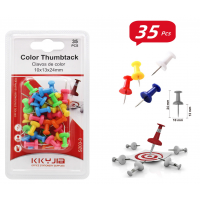 Кнопка Kkyjia, канцелярская, цветная, 10x13x24 мм, 35 шт, S203-3