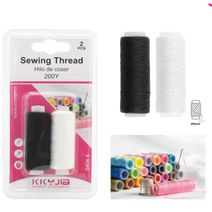 Нитка Kkyjia, для шитья, черная+белая, 2 шт, S404-4 Нитка Kkyjia, для шитья, черная+белая, 2 шт, S404-4