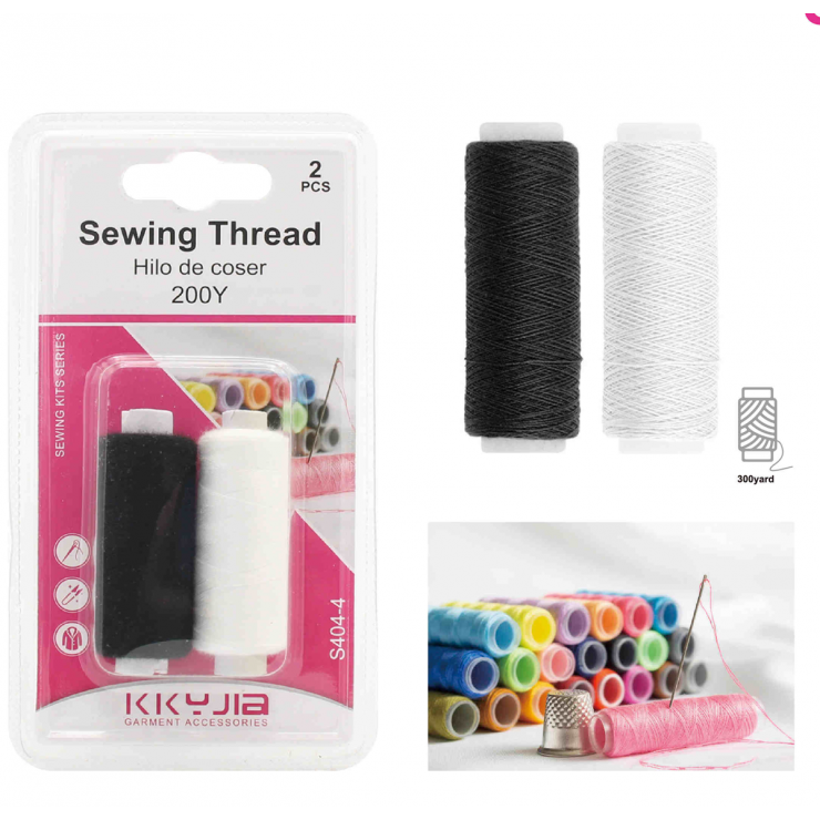 Нитка Kkyjia, для шитья, черная+белая, 2 шт, S404-4