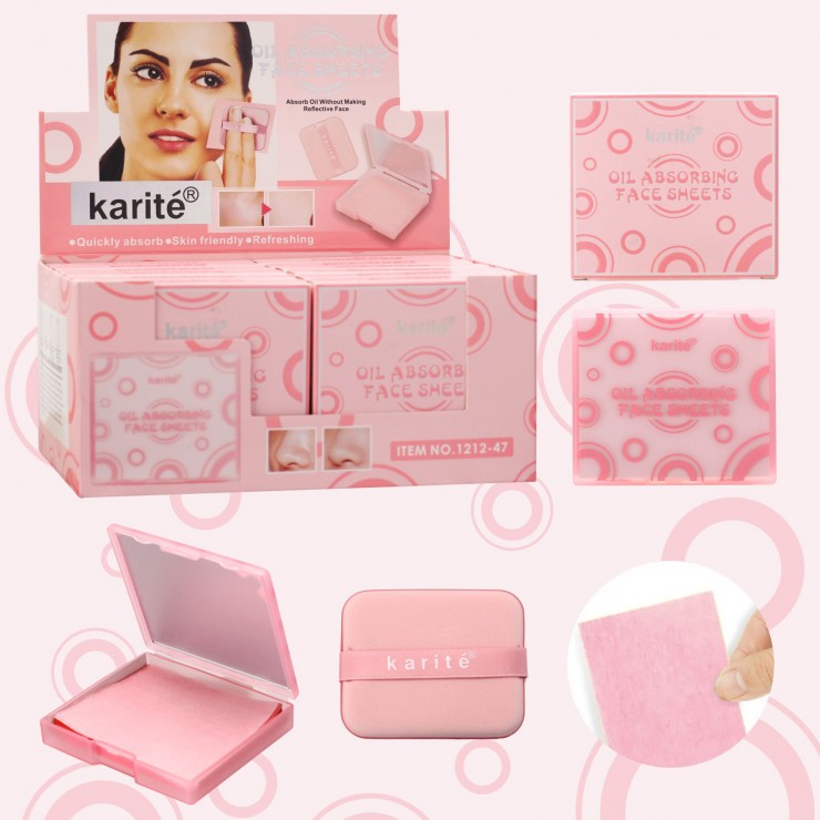 Салфетки матирующие, с зеркалом, Karite, 100 шт