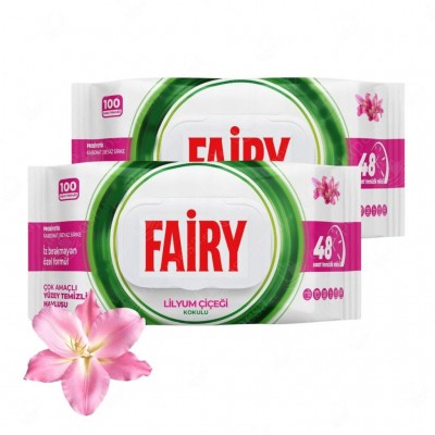 Салфетки FAIRY, влажные, для уборки, Lily, 100 шт Салфетки FAIRY, влажные, для уборки, Lily, 100 шт
