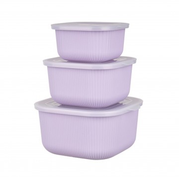 Миски - контейнеры Gondol, квадратные, с прозрачными крышками, набор 3 шт