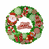 Венок новогодний Merry Christimas, картон, диаметр 37 см