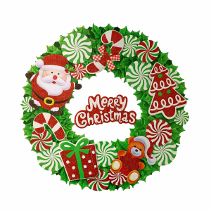 Coroana de Craciun Merry Christimas, carton, diametru 37 cm