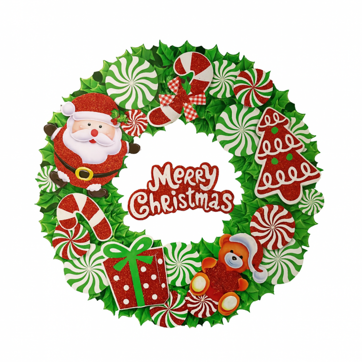 Венок новогодний Merry Christimas, картон, диаметр 37 см Венок новогодний Merry Christimas, картон, диаметр 37 см