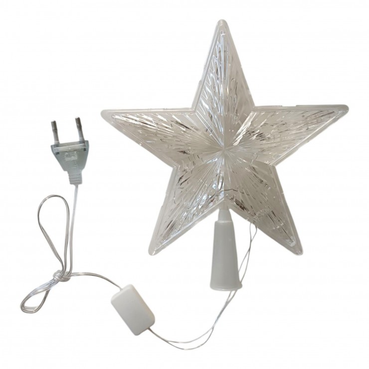 Верхушка новогодняя, звезда с подсветкой, 21 см Верхушка новогодняя, звезда с подсветкой, 21 см