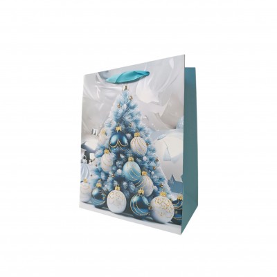 Пакет подарочный, картон, новогодние игрушки, синий, 23х18х10 см Пакет подарочный, картон, новогодние игрушки, синий, 23х18х10 см