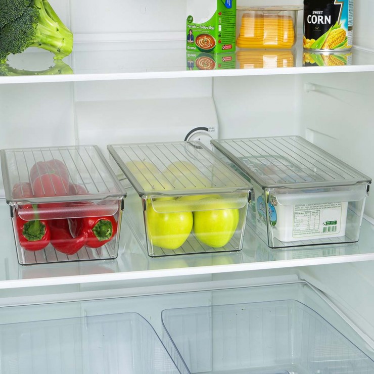 Organizator cu capac, pentru frigider DecoBella, Extra rezistent, 3 Litri