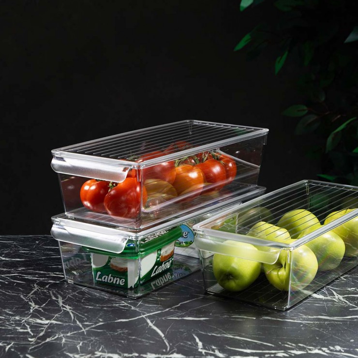 Organizator cu capac, pentru frigider DecoBella, Extra rezistent, 3 Litri