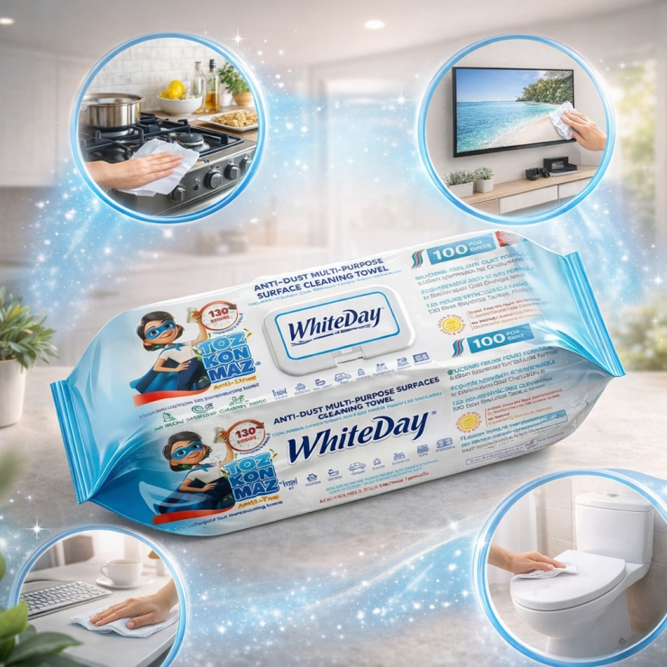 Универсальные влажные салфетки для уборки White TOZ KONMAZ 100шт