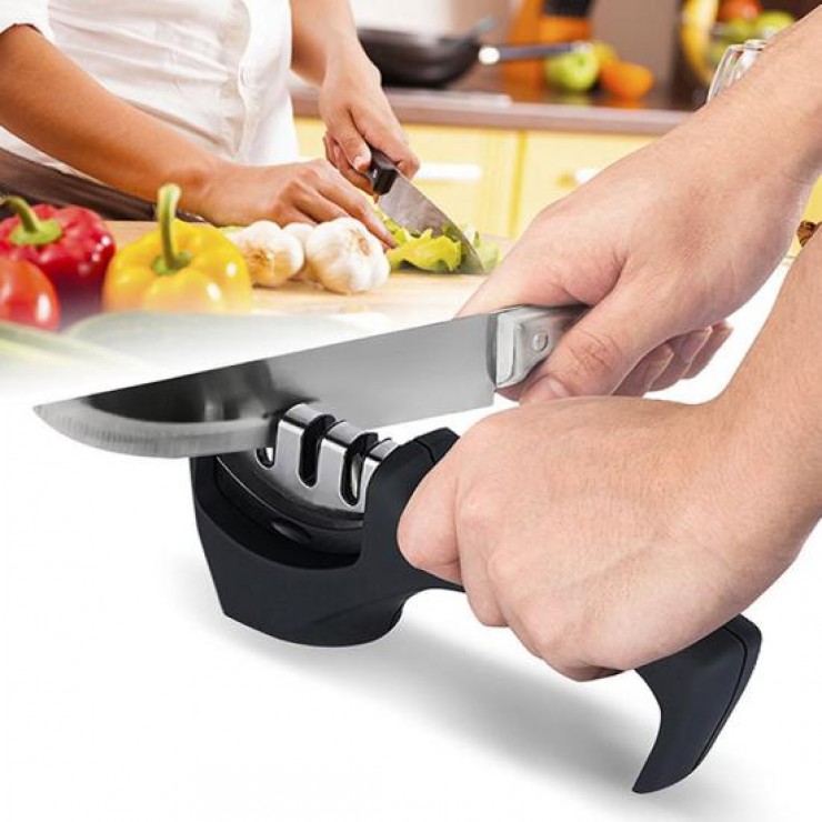 Точилка для ножей тройная с грубой/средней/мелкой шлифовкой Knife Sharpener